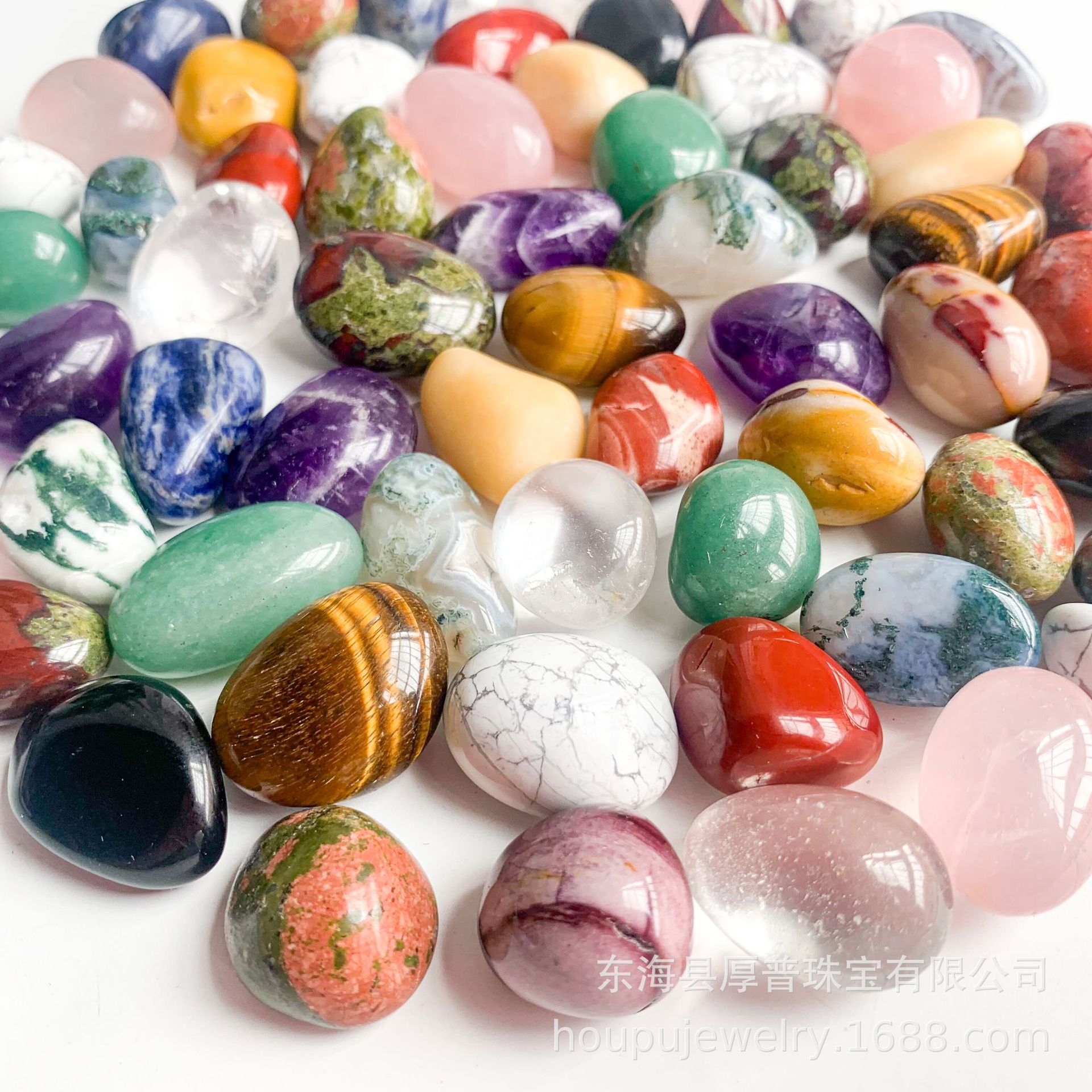Cross-Border Hot-Selling 15-20mm Crystal Tumbled Stones Agate Mineral Semi-Precious Stones Colorful Amethyst Raw Stone Gravel Tiger Eye Stone