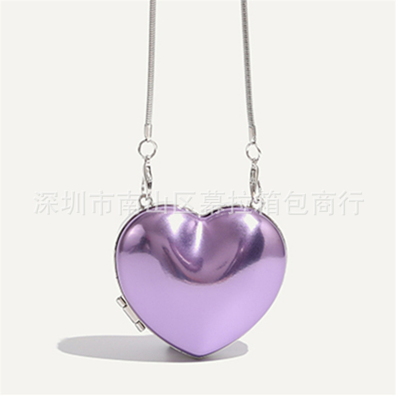 Love Lipstick Bag 2024 Spring and Summer New Heart-Shaped Cute Princess Style Girls Shoulder Crossbody Bag Chain Women's Small Bag