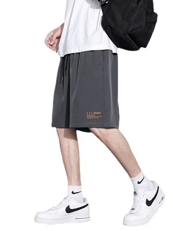 Summer Thin Ice Silk Sense Loose Casual Shorts Men's Basketball Sports Breathable Straight Quick-drying Pants New Product