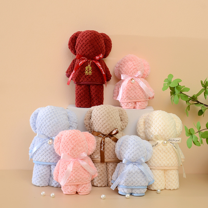 Полотенце с медведем ручной подарок маленький подарок для детского сада открытие свадебный подарок форма полотенца с вышитым логотипом