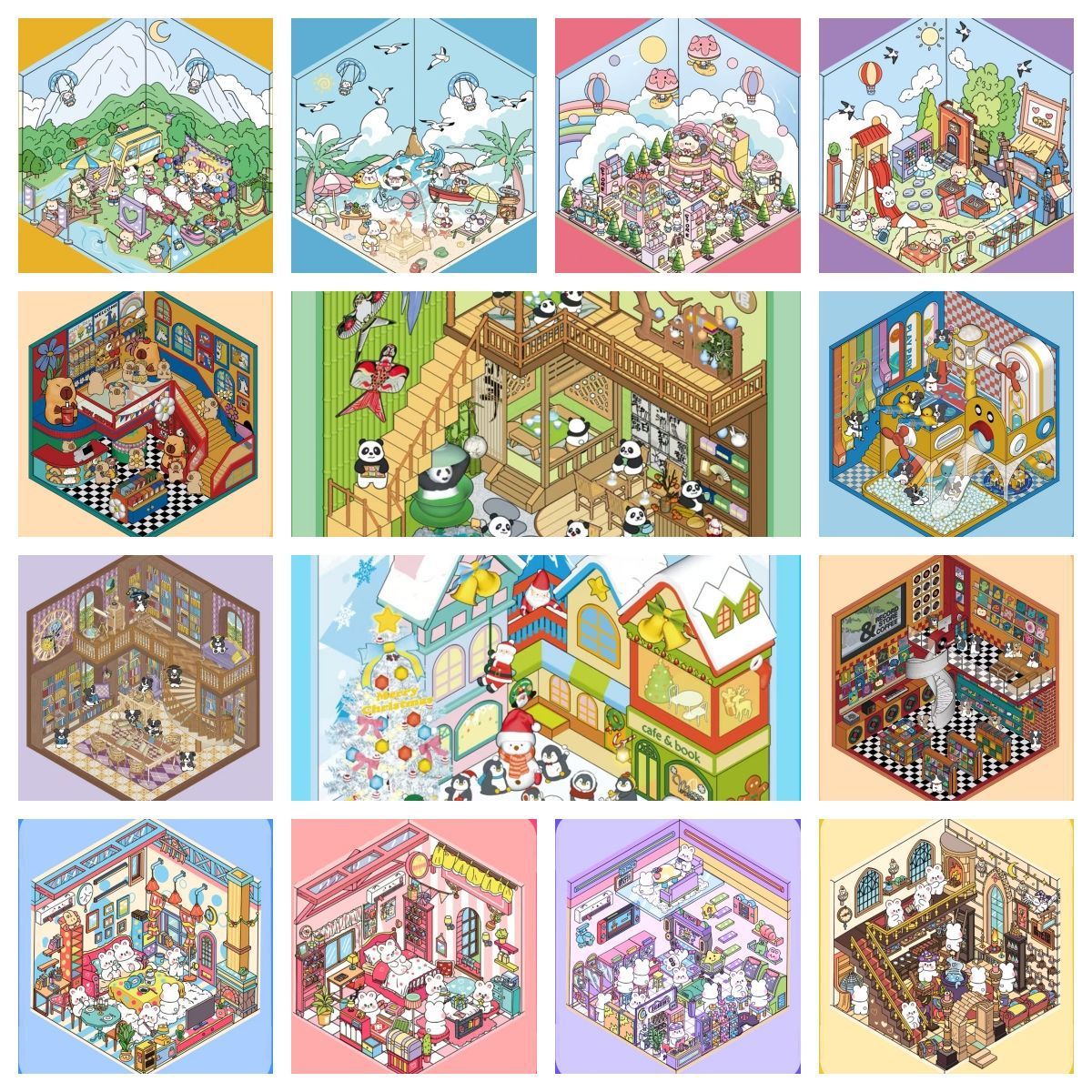 Baoxing Landscape Stickers Children's 3D Stereo Stickers Baoxin Stacked Stickers Cross-border in stock Stickers Cabin Free Cutting