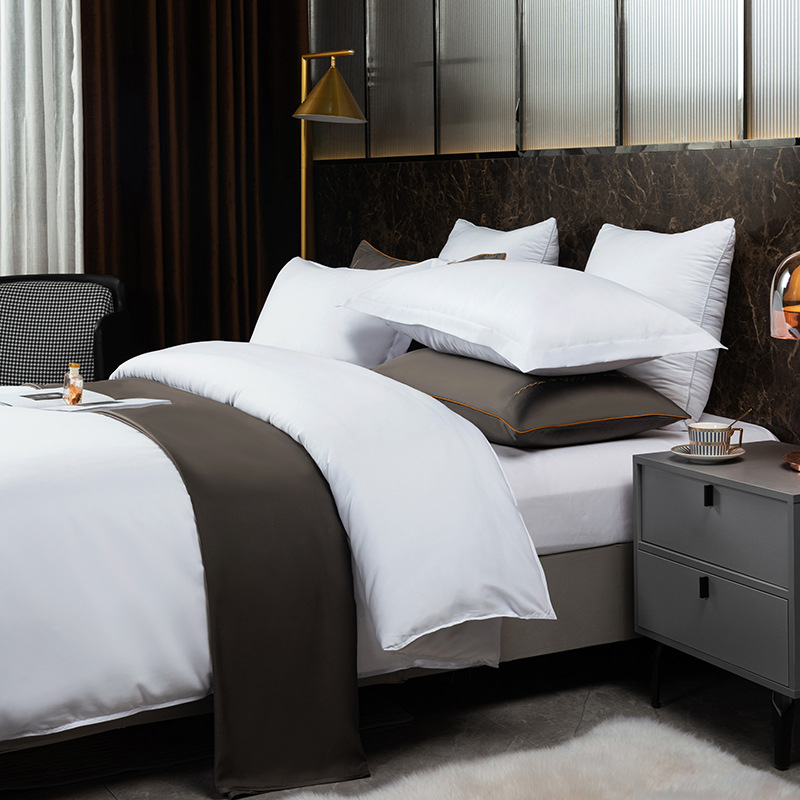 Постельное белье из полиэстера и хлопка, чисто белая простыня, покрывало, наволочка, для гостиниц