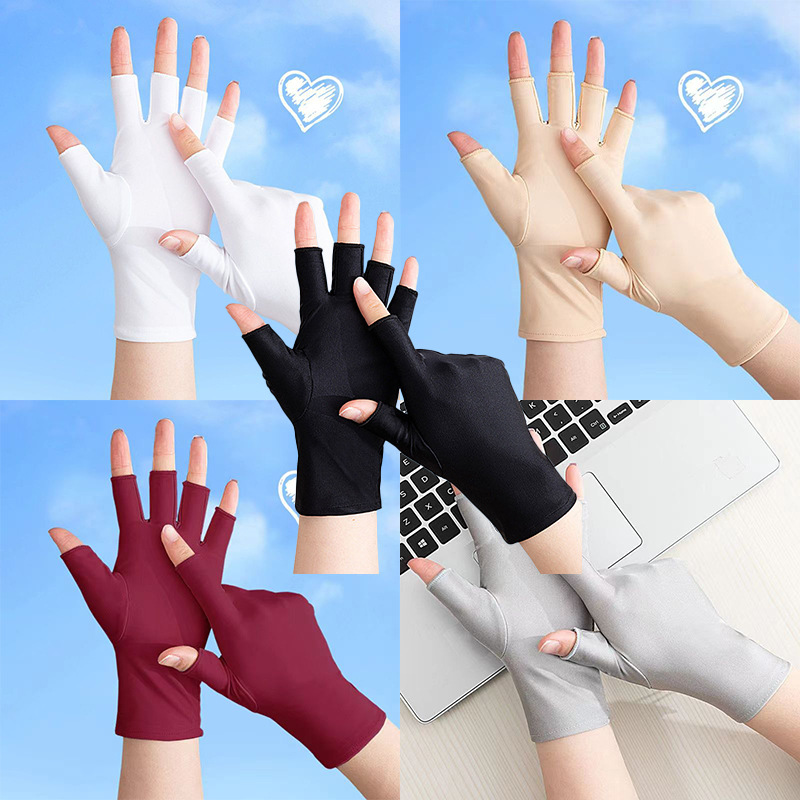 Летние солнцезащитные перчатки для мужчин и женщин, полупальцевые, тонкие, для сбора чая, вождения, езды на велосипеде, рыбалки, дышащие, с открытыми пальцами