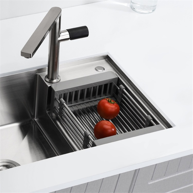 Factory Direct Retractable Drain Rack Kitchen Sink Drain Basket Stainless Steel Thickened Vegetable Basin Drain Rack Storage Rack