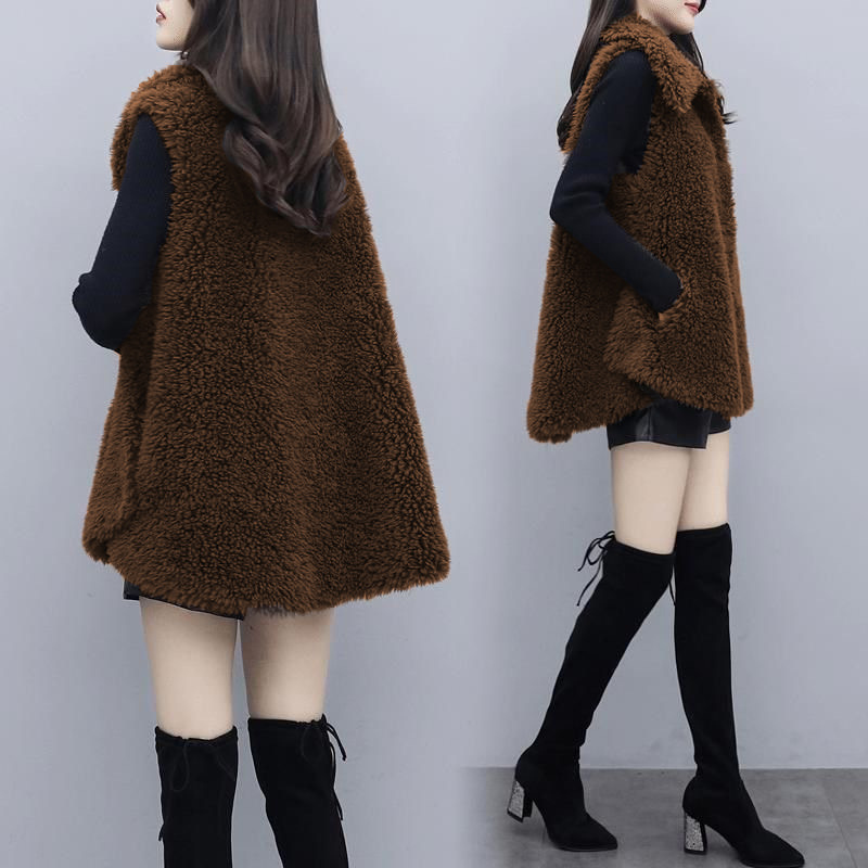 2024 Autumn and Winter New Korean Style Loose Double-sided Plush Fashion Vest Fleece Women's Coat