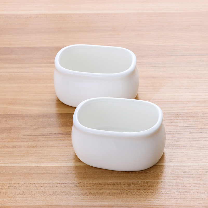 In stock hotel restaurant dedicated pure white ceramic coffee sugar jar Milk Cup sugar jar tea bag box seasoning jar denier-shaped Sugar Bowl