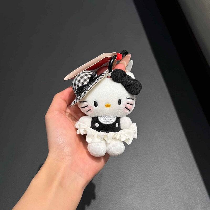 Cute Summer Cat Plush Keychain Pendant Bag Charm Plush Toy Simple Bag Accessory