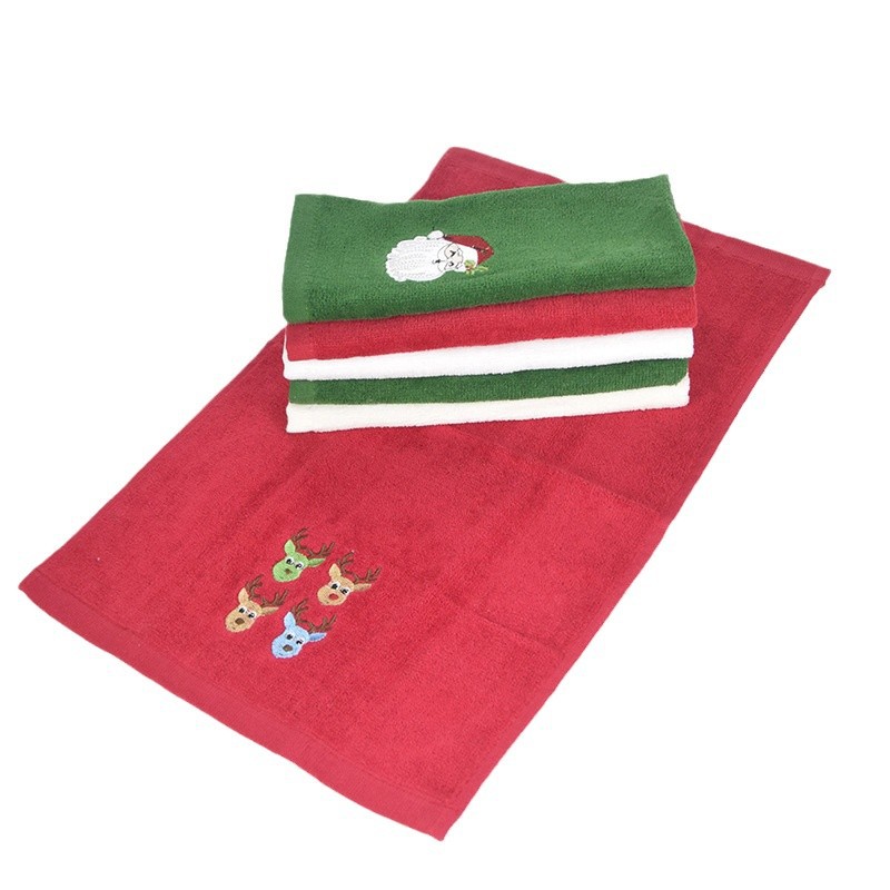 Christmas Cute Cartoon Snowman, Christmas Tree, Santa Claus Children's Towel Plain Cut Velvet Cotton Towel