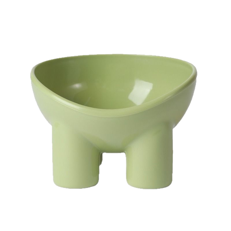 Pet Cat Bowl Slant Mouth Drinking Water Feeding Elephant Leg Neck Protection Bowl High Foot Anti-knock Cute Plastic Bowl Four-color Universal