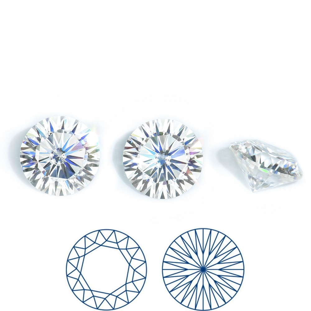 Round Twelve Hearts Twelve Arrows/Six Hearts and Fifth Arrows Cinnamon Thai Material 5A Cut Zircon Cubic Zirconia Loose Stone