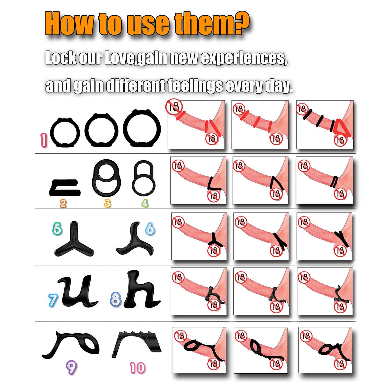 Explosive delay lock ring liquid silicone triple root bound penis ring full lock three ring fun ring