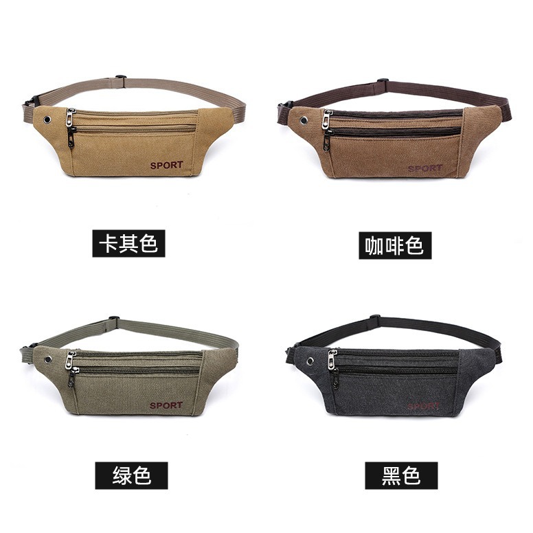 Cross-Border Men's and Women's Waist Bags with Customized Logo, Outdoor Sports Mountaineering Bags, Canvas High-End Fitness Running Bags, Cross-Body Bags