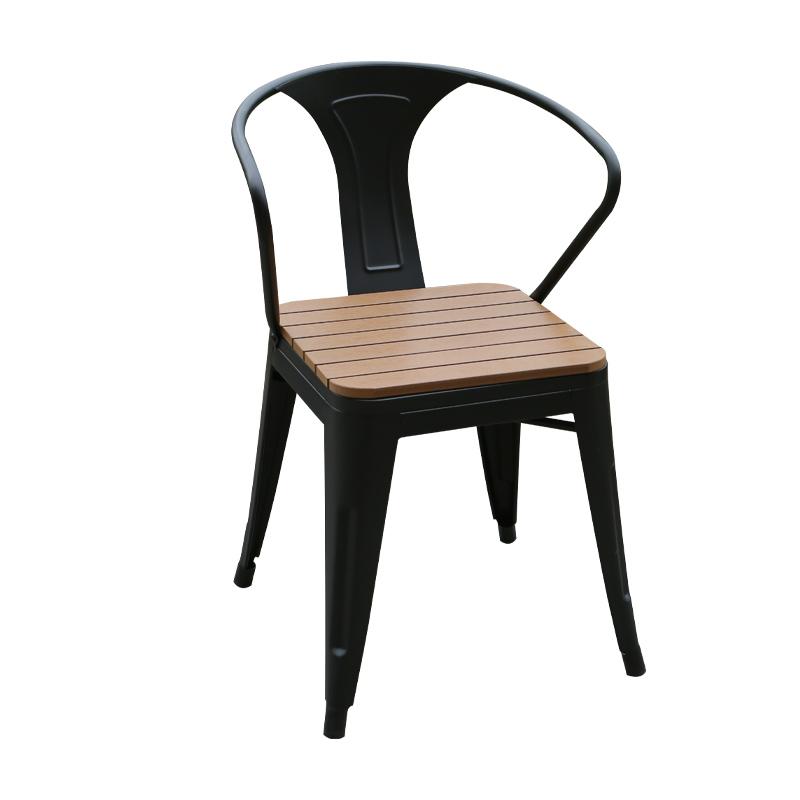 Plastic Wood Outdoor Balcony Table and Chair Leisure Villa Courtyard Coffee Milk Tea Shop Waterproof Anti-Corrosion Wood Table and Chair Combination Kit