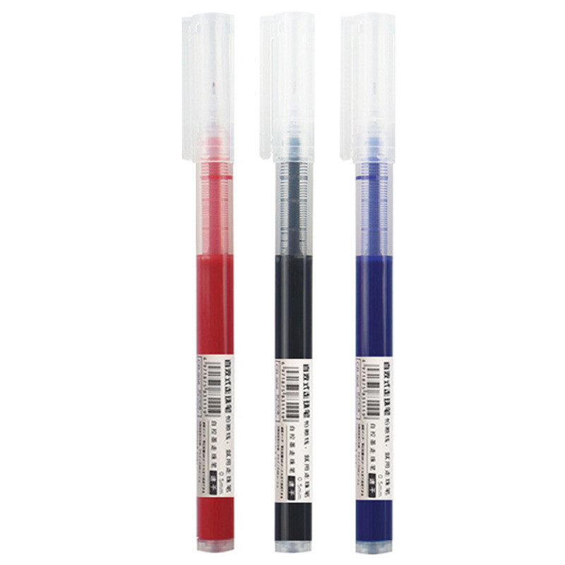 Straight liquid ballpoint pen for students exam black full needle tube 0.5mm red gel pen quick-drying pen signature pen