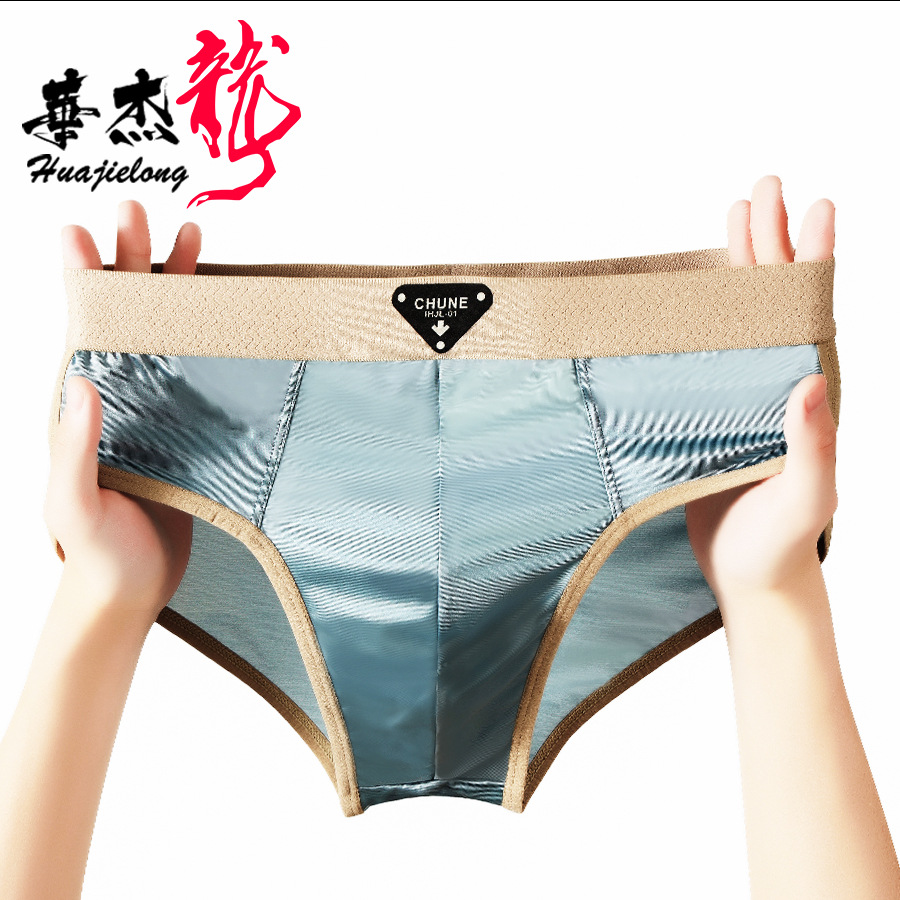 Huajielong underwear men's underwear ice silk underwear wholesale waist men's plus size men's breathable briefs a generation