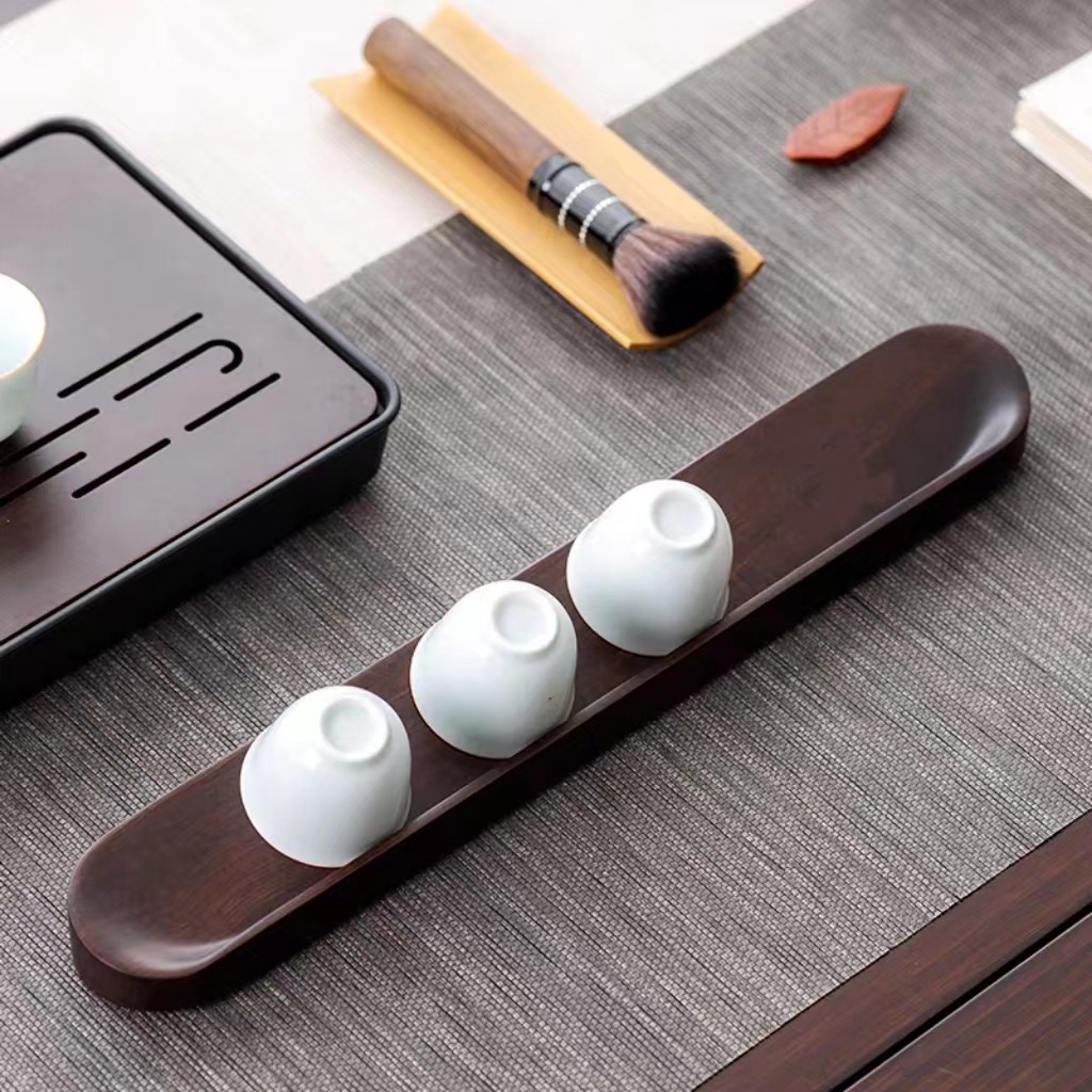 Держатель для чашек с закругленными углами из черного ореха, односторонняя подставка для сушки чашек, аксессуар для чайной церемонии