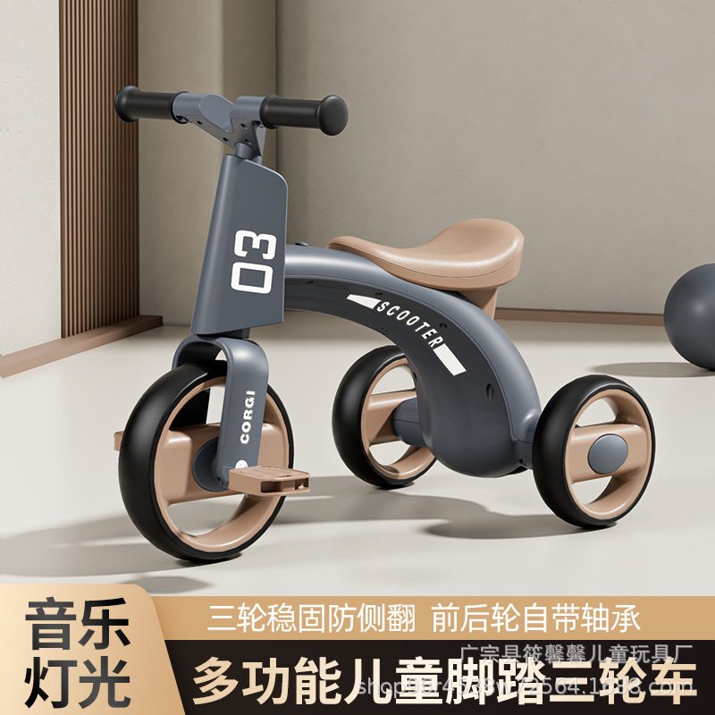 New Kidsren's Tricycle with Music Pedal Car 1-6 Years Old Male and Female Treasure Pedal Scooter Balance Car Wholesale