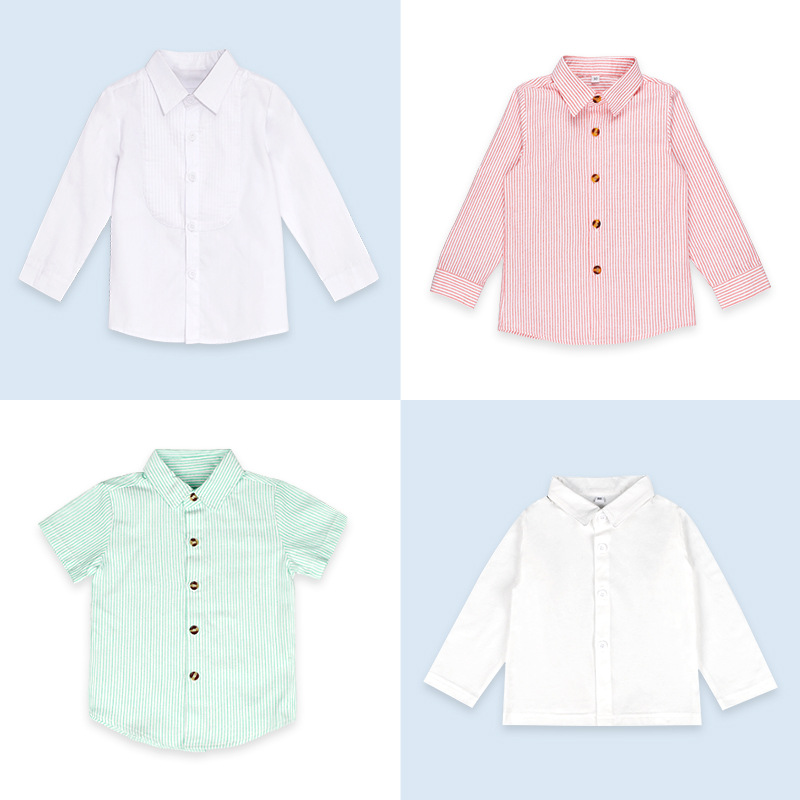 Рубашка для детей, новая весна, корейская рубашка с воротником, полосатая рубашка для детей