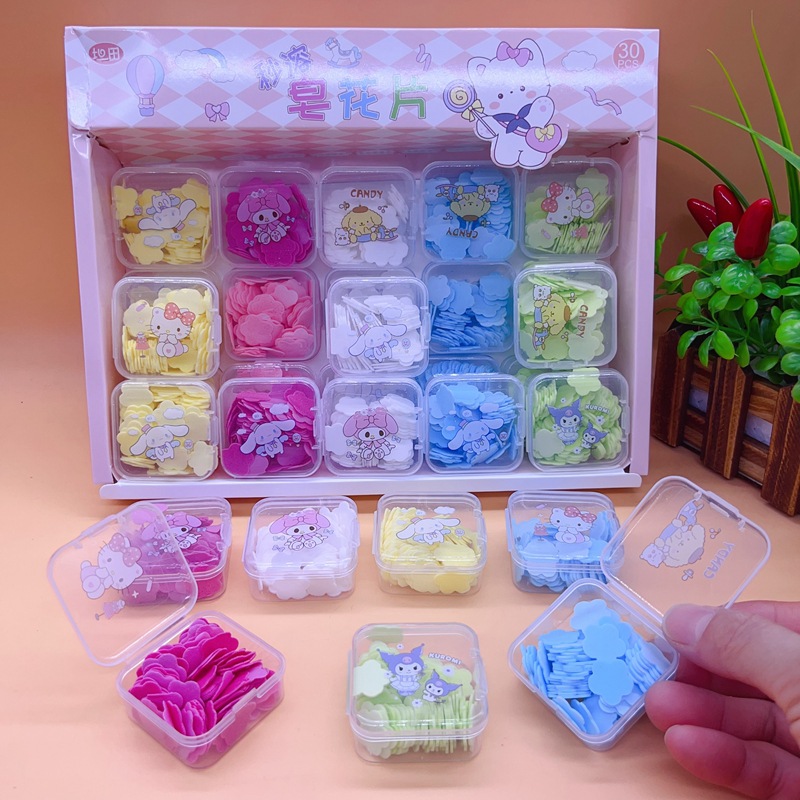New Cute Small Square Box Instant Soap Flakes Cartoon Cute Kidsren's Hand Washing Tablets Disposable Soap Flakes Gift Batch