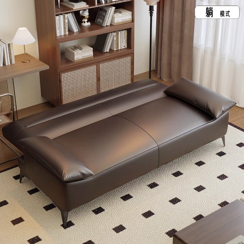 Nordic Sofa Bed Foldable Dual-use Sofa Cat Claw Leather Small Apartment Living Room Rental House Office Double Three
