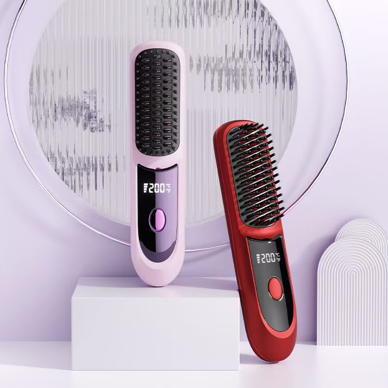 Wireless Straightening Comb USB Negative Ion Hair Care Dual-purpose Fluffy High Cranial Top Anti-scalding Curl Clip Straightener Cross-border New Product