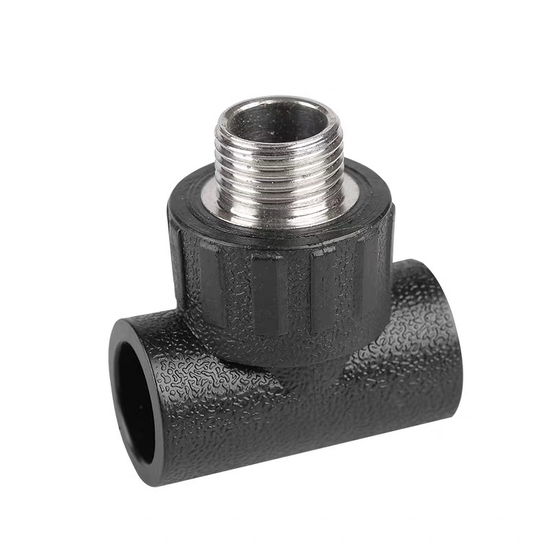 Hot melt PE pipe fittings new material socket PE internal and external wire tee tap water pipe fittings pipe fittings factory wholesale