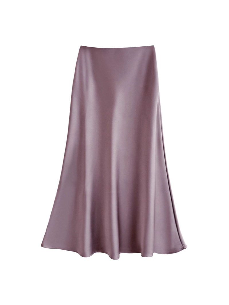 French Style Elastic Satin Draped Skirt for Women Spring and Summer High Waist Hip Skirt Fishtail Skirt Long Skirt A-Line Skirt