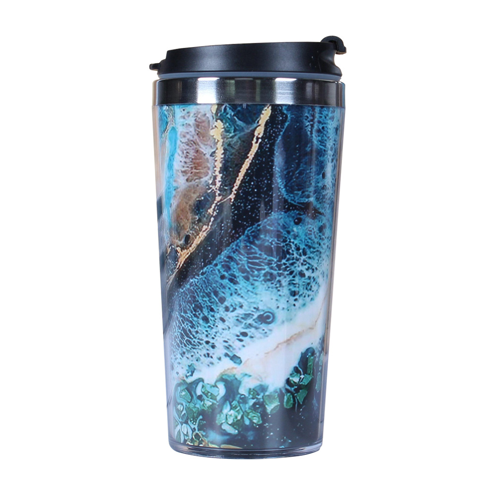 Cross-border steel plastic car Cup 450ML double-layer stainless steel cup factory direct supply logo printing wholesale