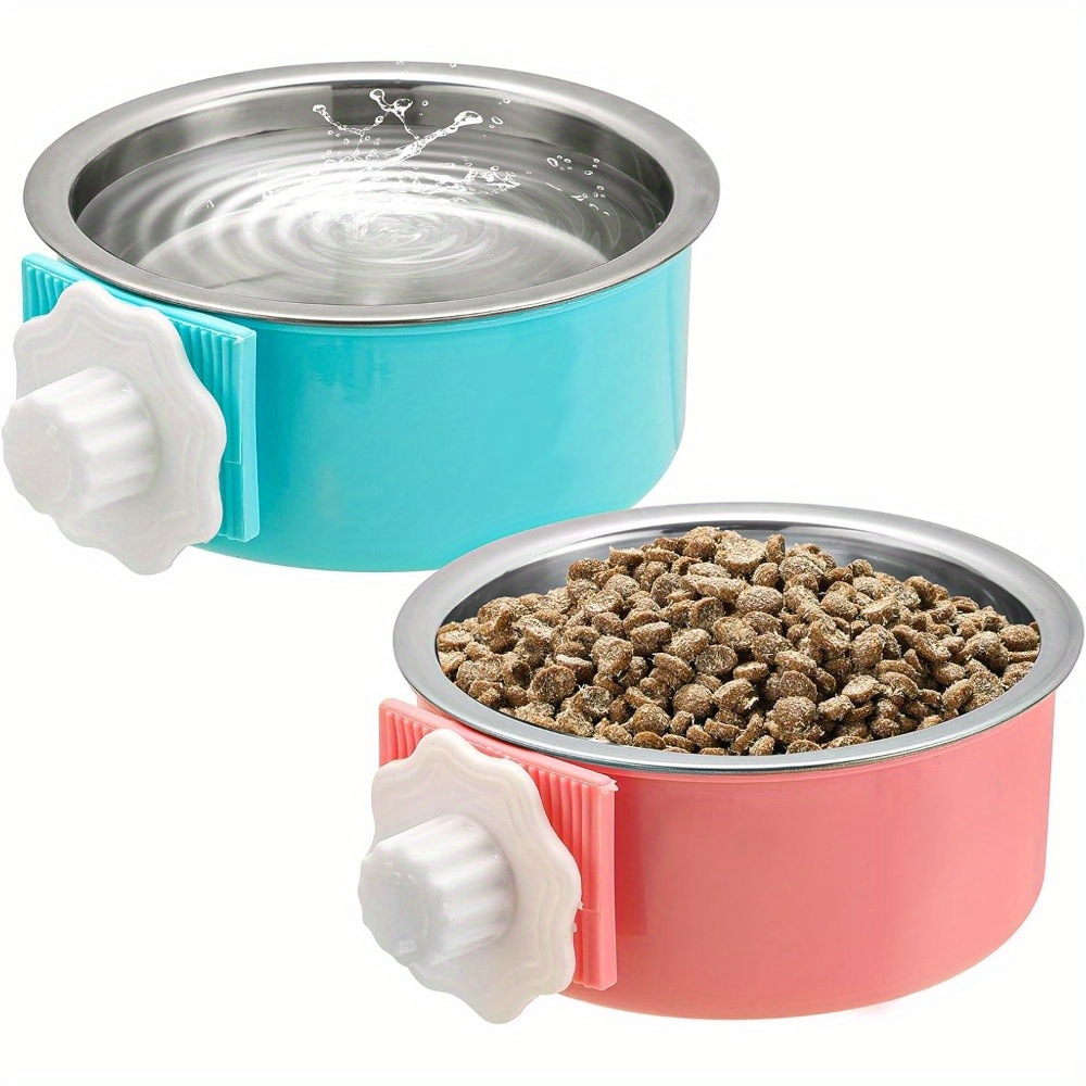 2025 New Cross-Border Dropshipping Detachable Stainless Steel Hanging Food and Water Dispenser Bowl 2