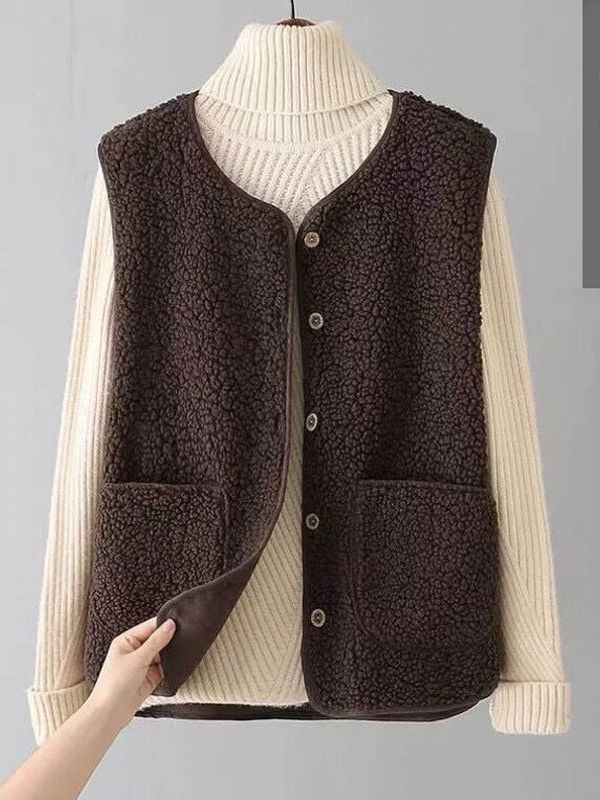 Korean style Autumn New Vest Women's new middle-aged mom vest autumn and winter top coat waistcoat Korean style plus size