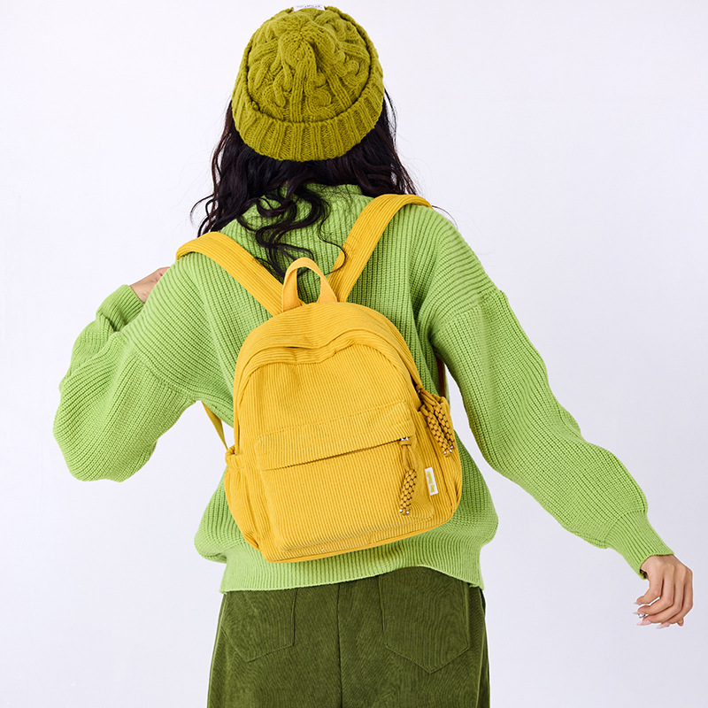 Corduroy Small Backpack for Women 2025 Winter New Japanese Style Casual Simple Versatile Travel Shopping Soft Girl Backpack