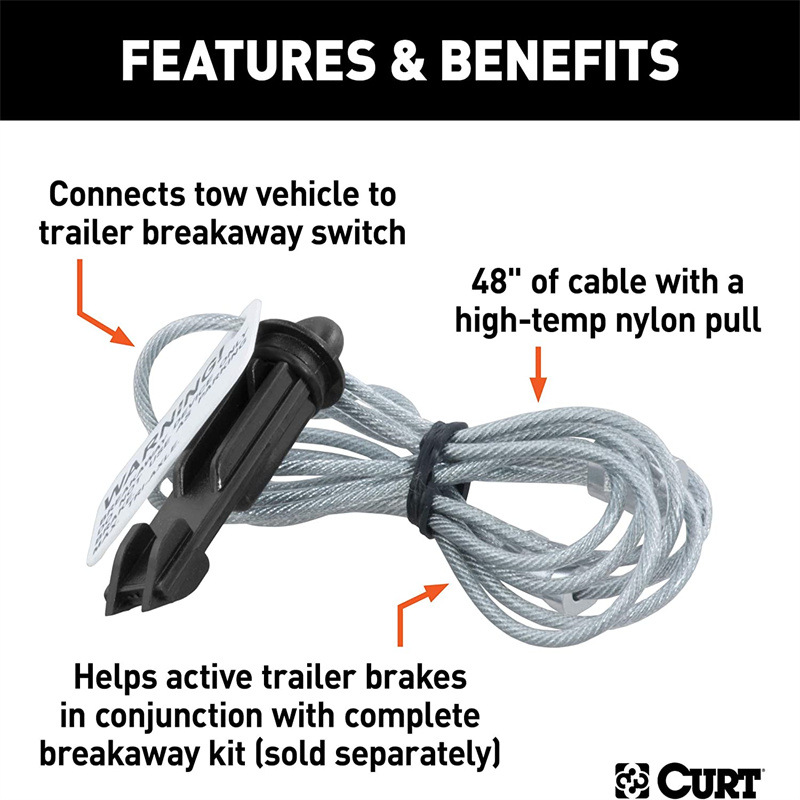 2025 New Product Trailer Breakaway Switch, 4 Feet Breakaway Coiled Cable with Brake Switch