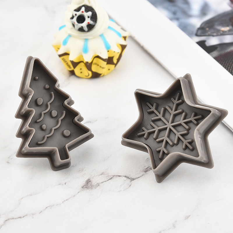Plastic 3D Christmas Biscuit Mold Creative Press Biscuit Mold Four-piece Kitchen Baking Tools Cookie Mold
