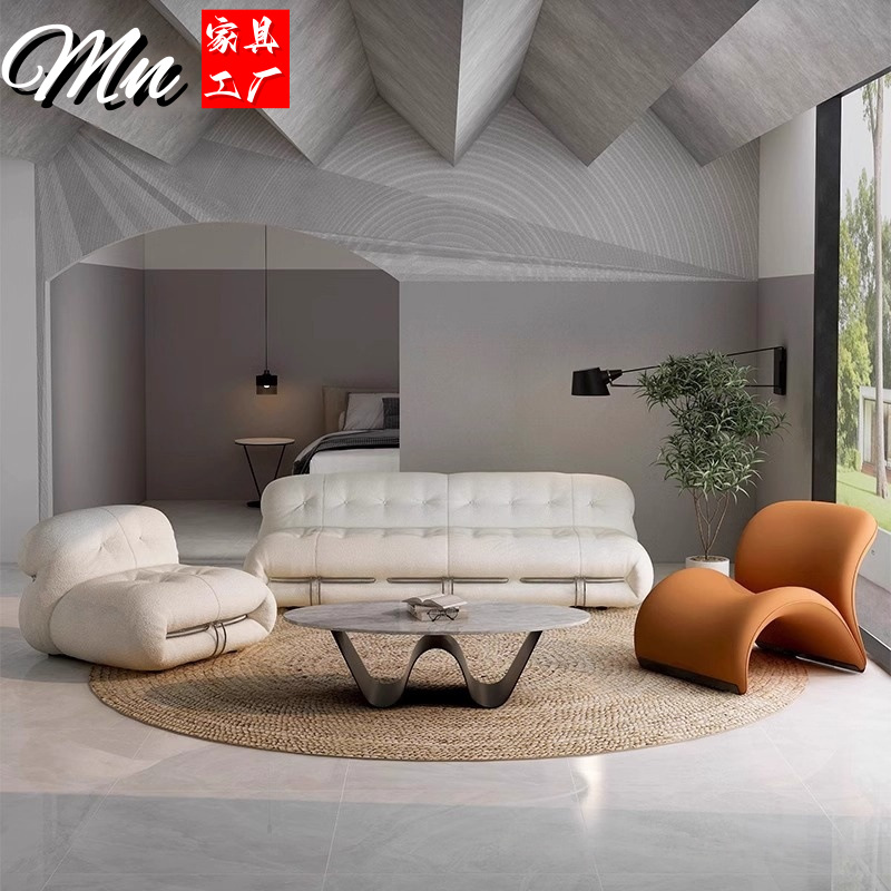 Trendy Hippo Steel Tooth Sofa Chair Reception Area Meeting Table and Chair Set Simple Business Rest Area Three-Seater