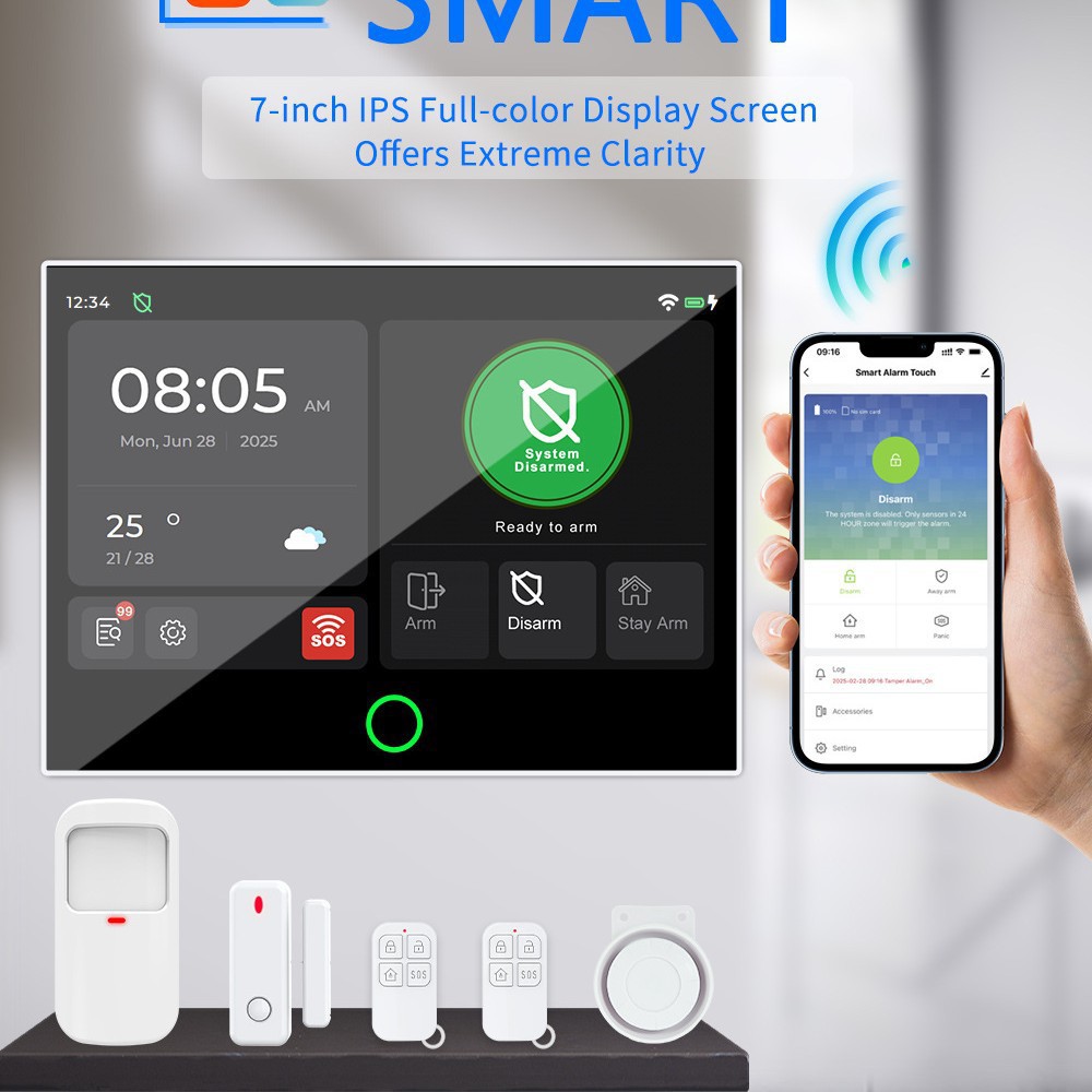 Wholesale Foreign Trade Hot Selling 7inch Full Touch Screen Alarm Host Wifi 4g Dual Network Alarm Fsk Long Distance Transmission