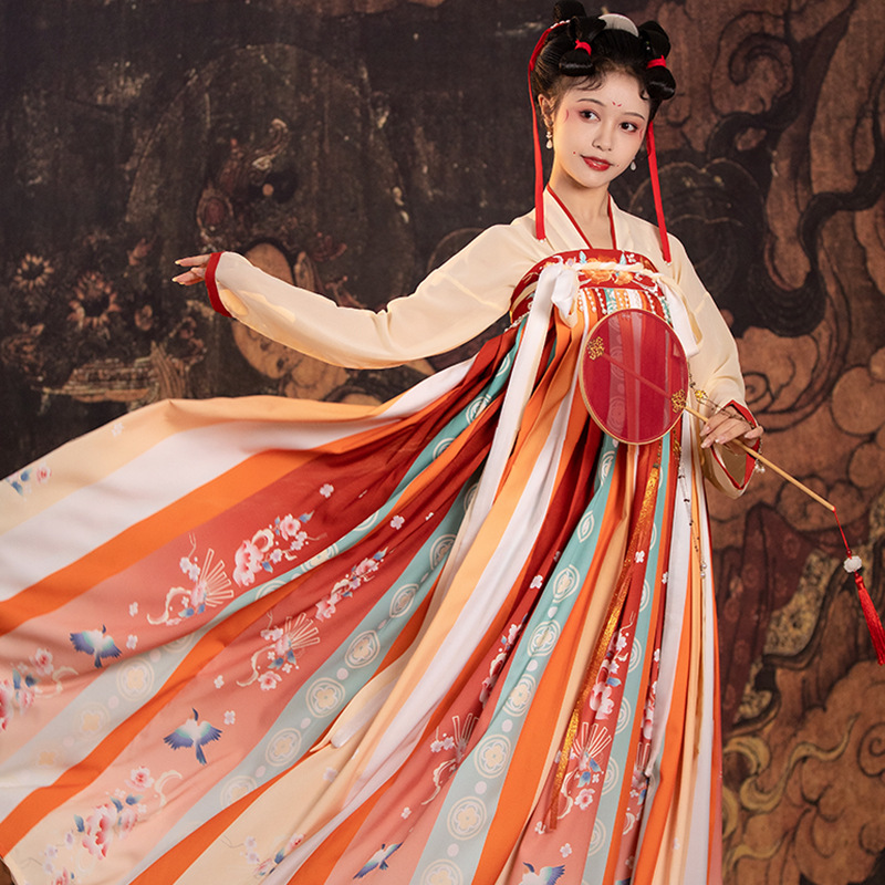 New Adult Hanfu Qi Chest Skirt Embroidered Chinese Style Suit Spring and Summer Daily Heavy Color Printing Skirt Ancient Suit Full Set