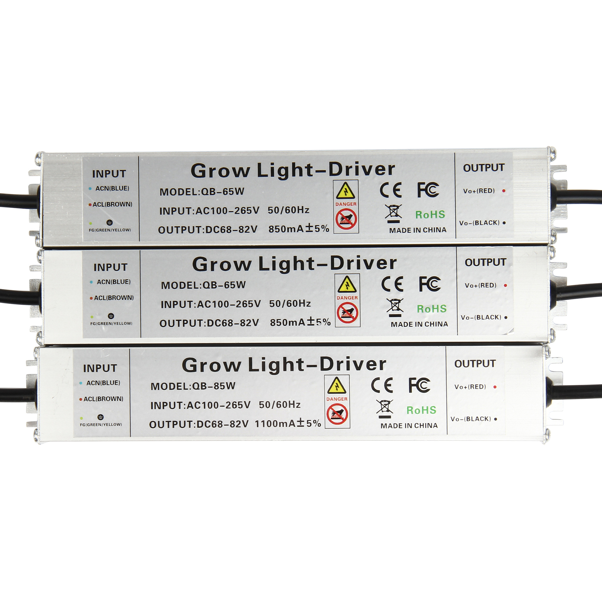 LED wide voltage AC85-265V power supply 65W 85W driver with 1.5 m switch plug wire warranty for two years