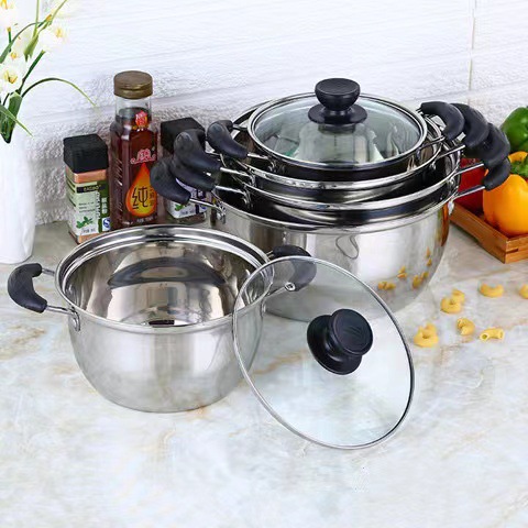 Stainless Steel Non-magnetic Soup Pot Stew Pot Double Handle Milk Pot Thickened Soup Pot Induction Cooker Gas Pot Steamer Baby Food Supplemental Pot