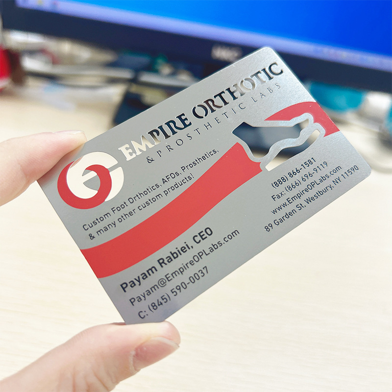 Stainless Steel Silver Business Card Personalized Design Cut Out Logo Silk Screen Pattern Typesetting and Printing Production According to Preferences