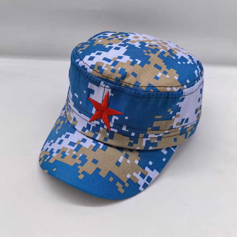 Embroidered hat camouflage five-star flat cap men's and women's retro performance cap children's campus cap a generation of children