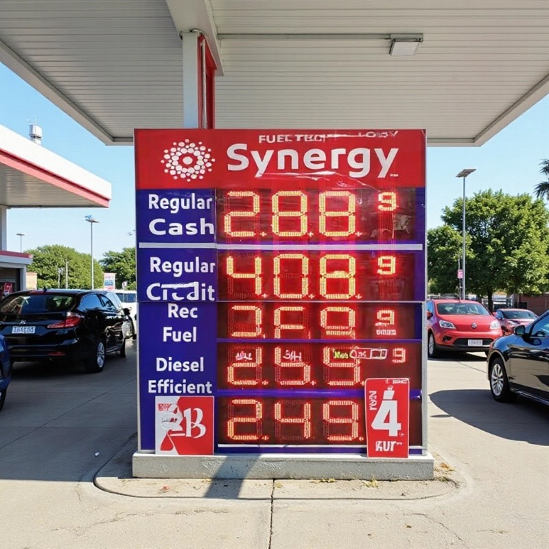 Цифровой экран для газовой станции 12 дюймов красный экран для отображения цен на нефть наружный монохромный экран