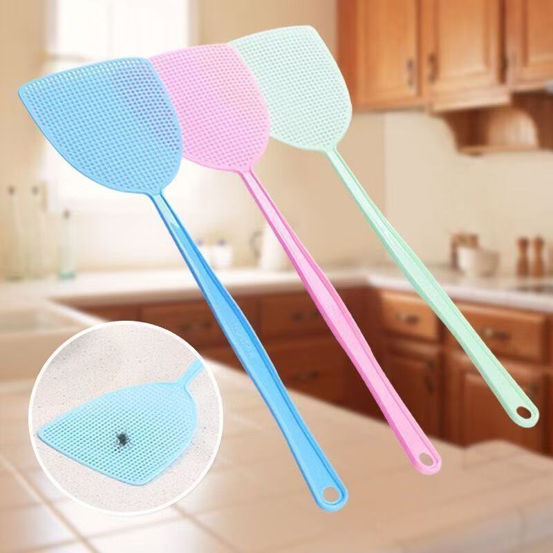 Fly Swatter Long Handle Household Thickeneded Cooked Glue Durable Non-Rotten Large Extended Plastic Fly Swatter to Kill Mosquitoes