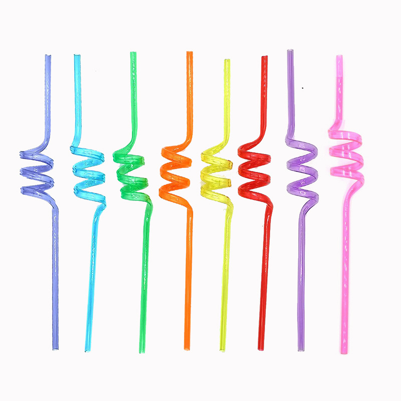 Amazon Disposable Shape Straw petg Spiral Shape Hard Cold Drink Tube Cocktail Party Decoration Ideas