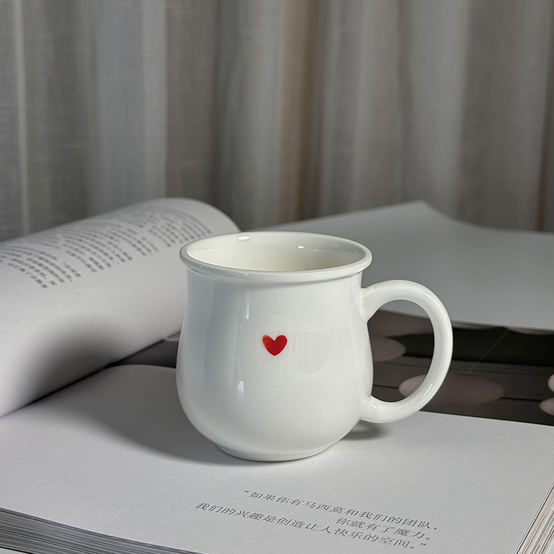 Ceramic love coffee cup couple water cup small fresh ins style small capacity mug bone china cup cute
