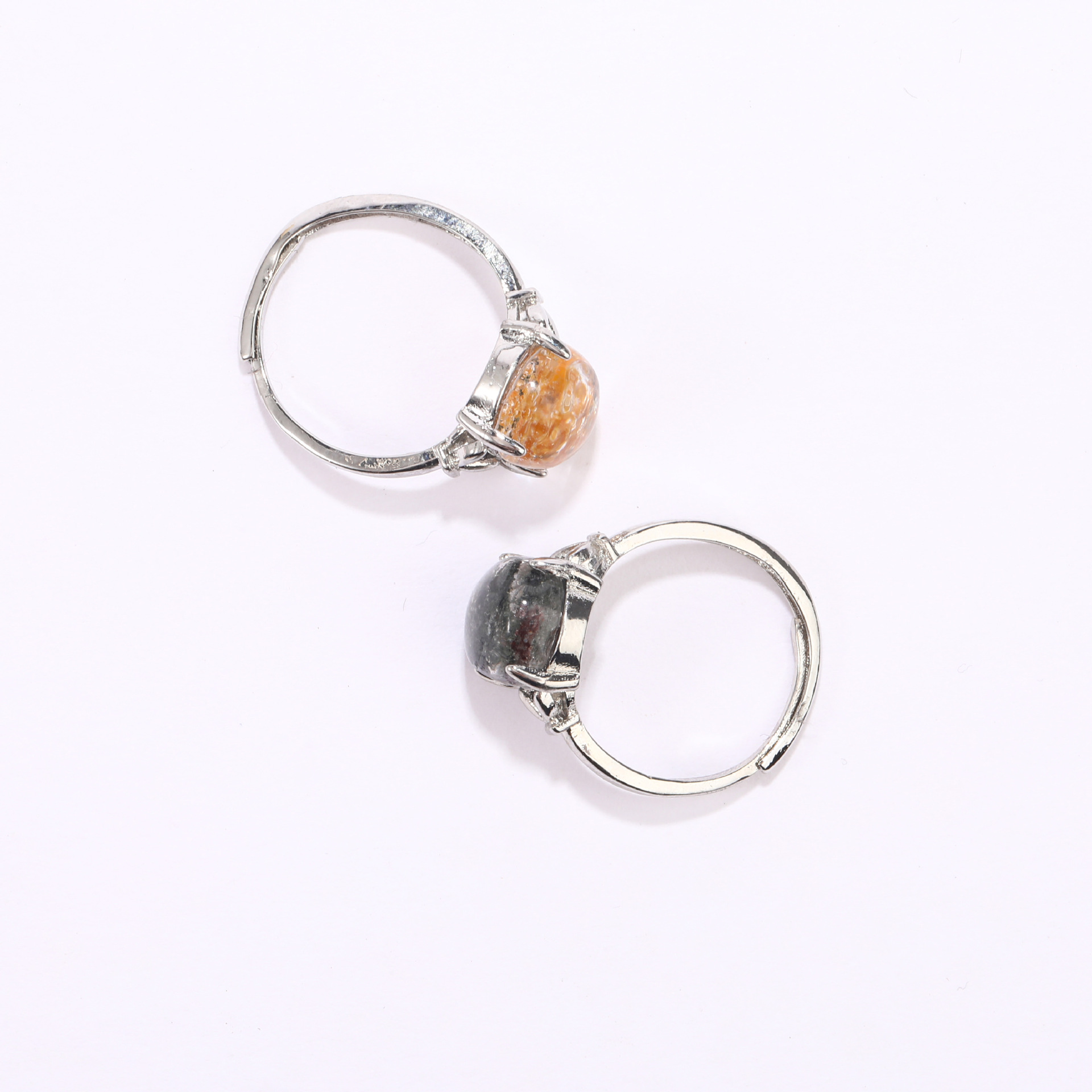 Natural Four Seasons Ghost Crystal Ring Adjustable Alloy Inlay Ring Jewelry Gift Exquisite Accessories