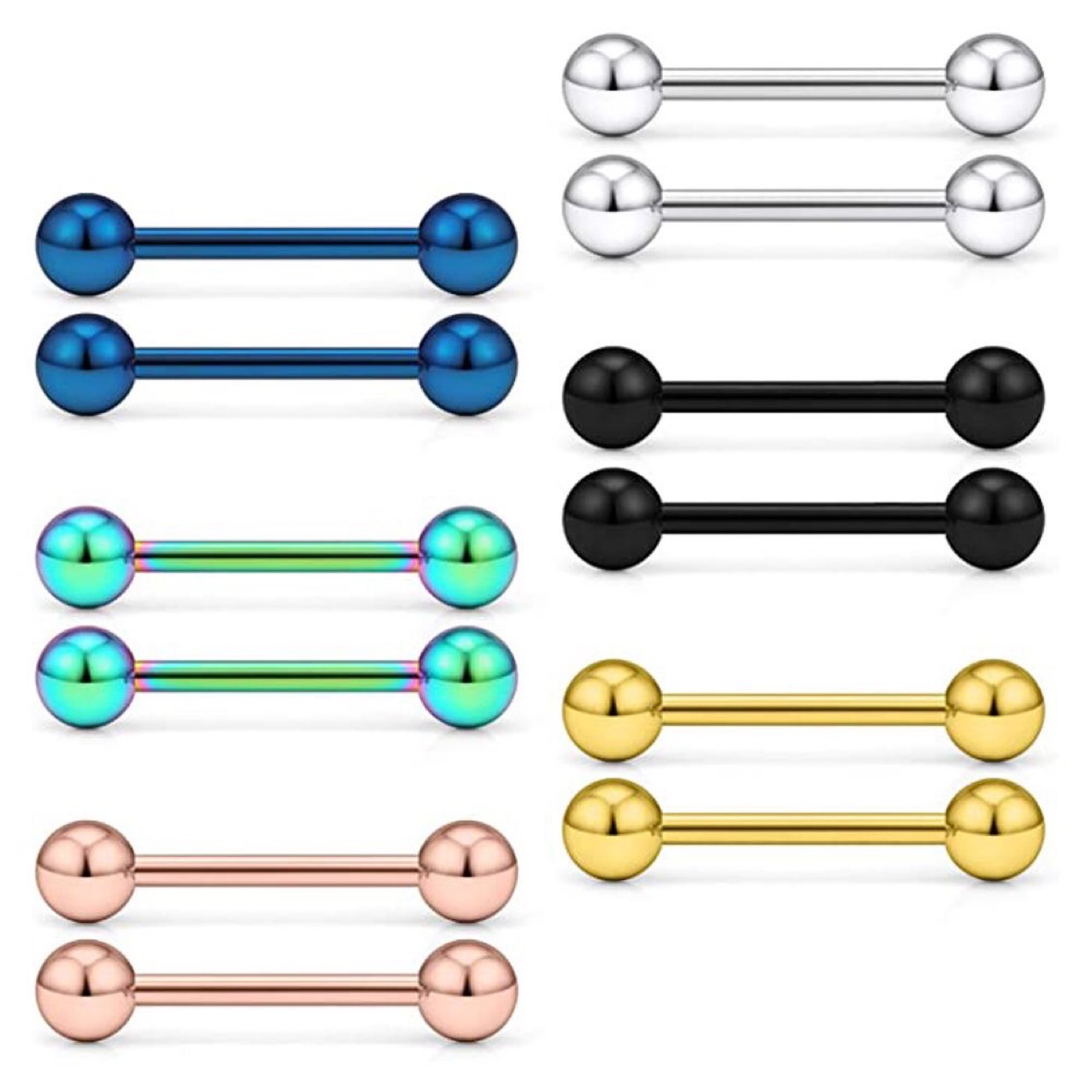 Korean style double head round ball tongue nail simple fashion fashion earrings cute mini girl ear bone nail