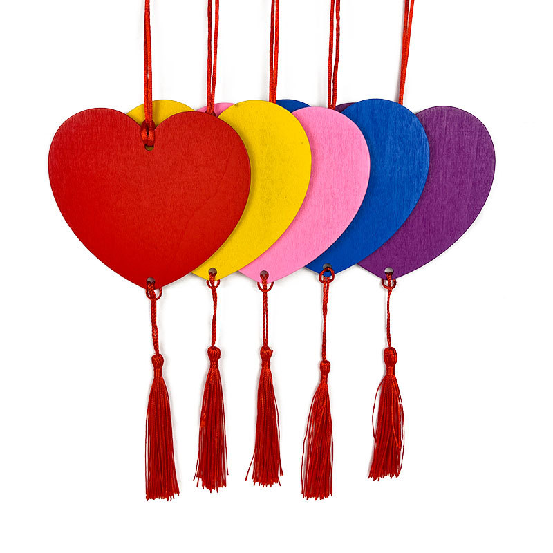 Handwritten Heart-Shaped Wooden Blessing Cards for Decoration, Hanging Tags for Scenic Spots, Temples, and Wishing Cards