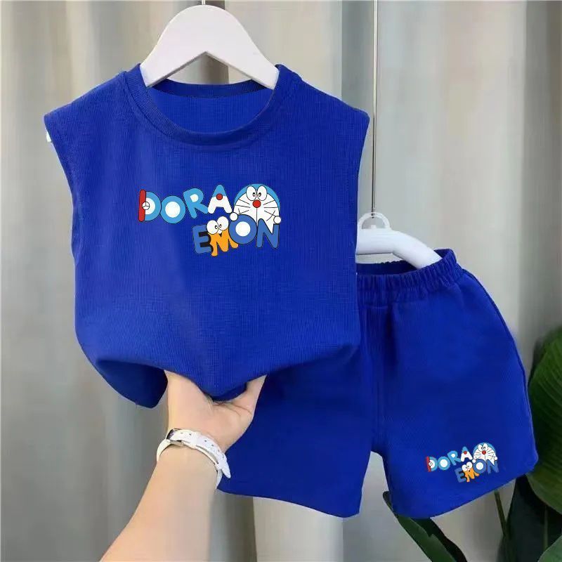 New Summer Dress Boy's Vest suit Children's Western Style Baby's Aggressive Summer Children's Sleeveless Summer Two-piece Set