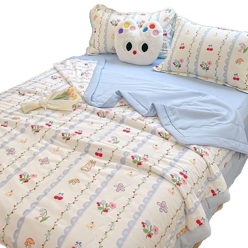 Summer cool quilt full set of air conditioning quilt full set of summer quilt spring and autumn quilt dormitory students single double children thin quilt core