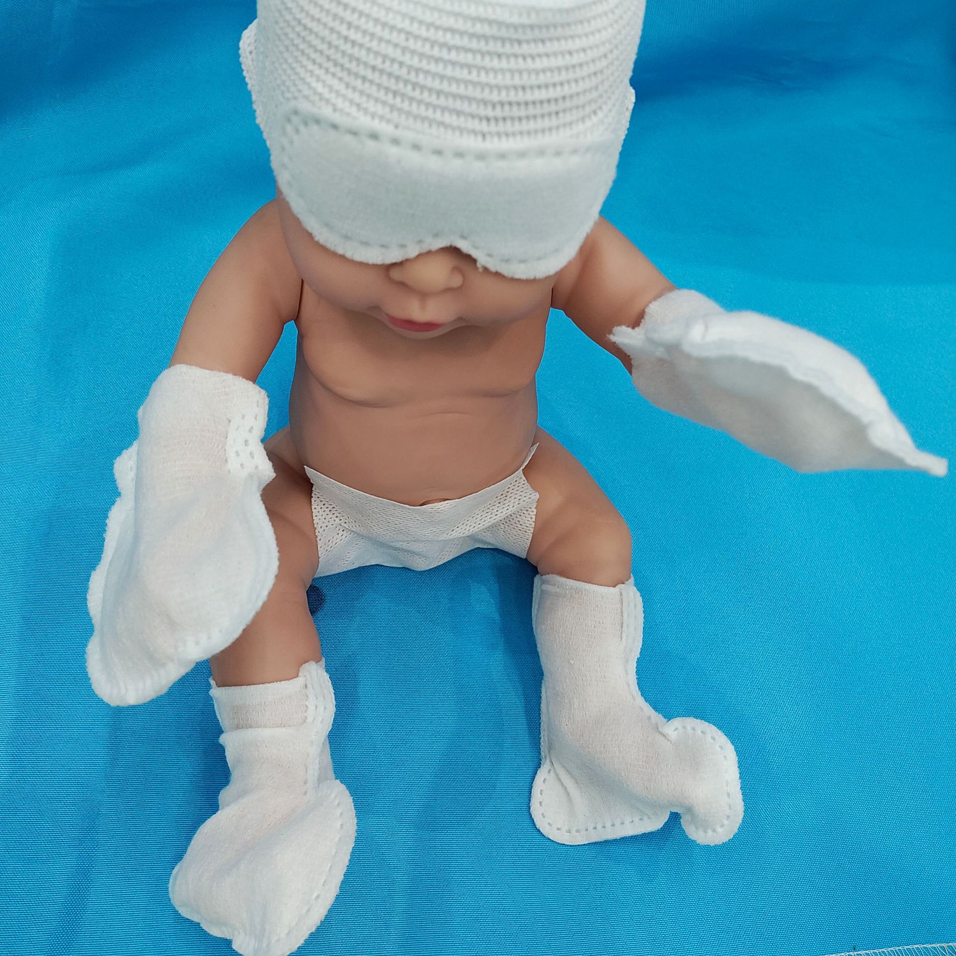 Newborn Anti-Blue Light Non-Woven Elastic Cover Anti-Scratch Elastic Gloves Elastic Foot Cover Disposable Hand and Foot Protection